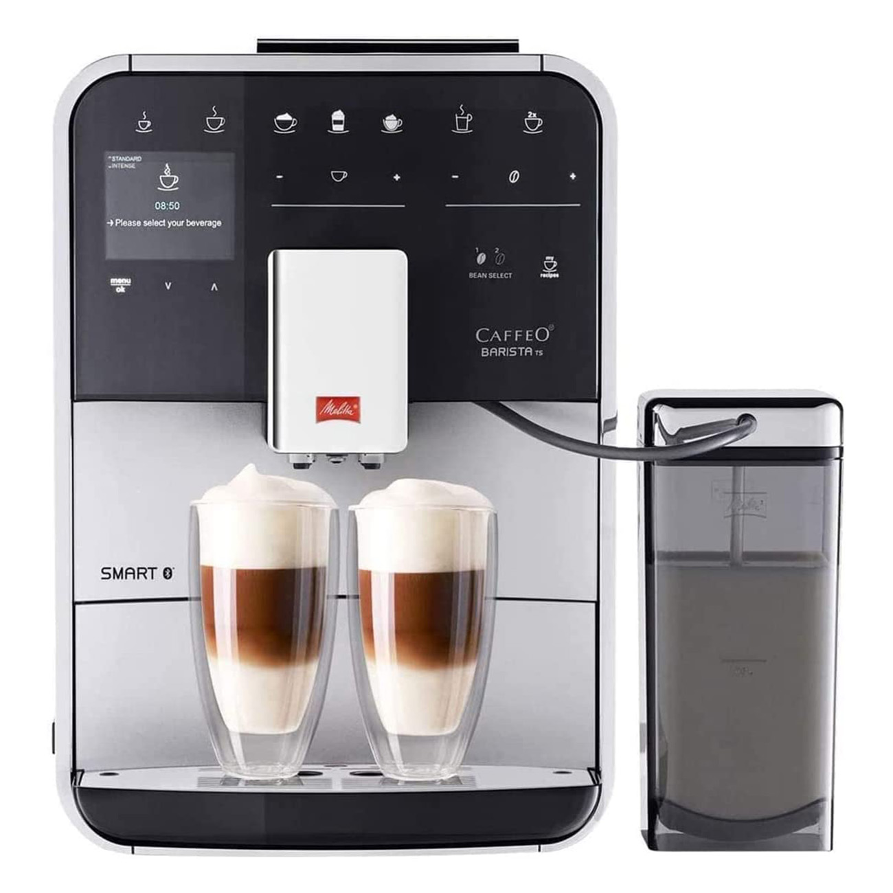 Melitta F85/0-101 Barista silber | Kaffeevollautomat | 1450 Watt | 1.8 Liter Wassertank | 15 bar Pumpendruck | 270 g Kaffeebohnenbehälter | Stahl-Kegelmahlwerk