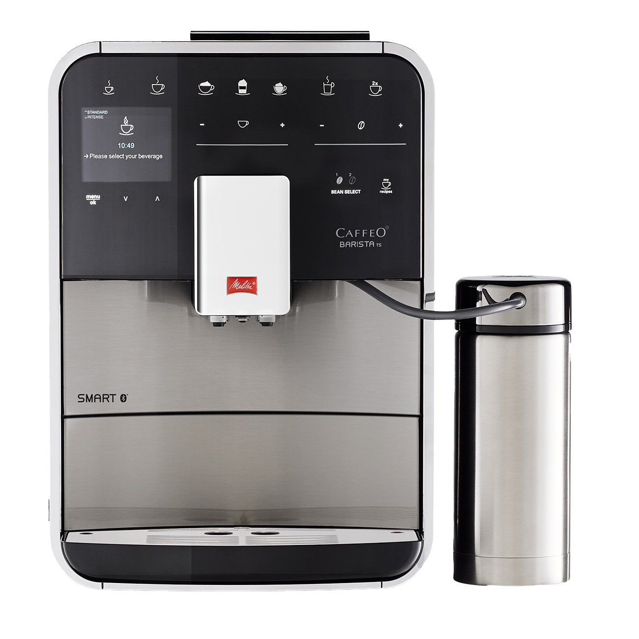 Melitta F86/0-100 Barista Edelstahl | Kaffeevollautomat | 1450 Watt | 1.8 L Wassertank | 15 bar Pumpendruck | 270 g Kaffeebohnenbehälter | Stahl-Kegelmahlwerk