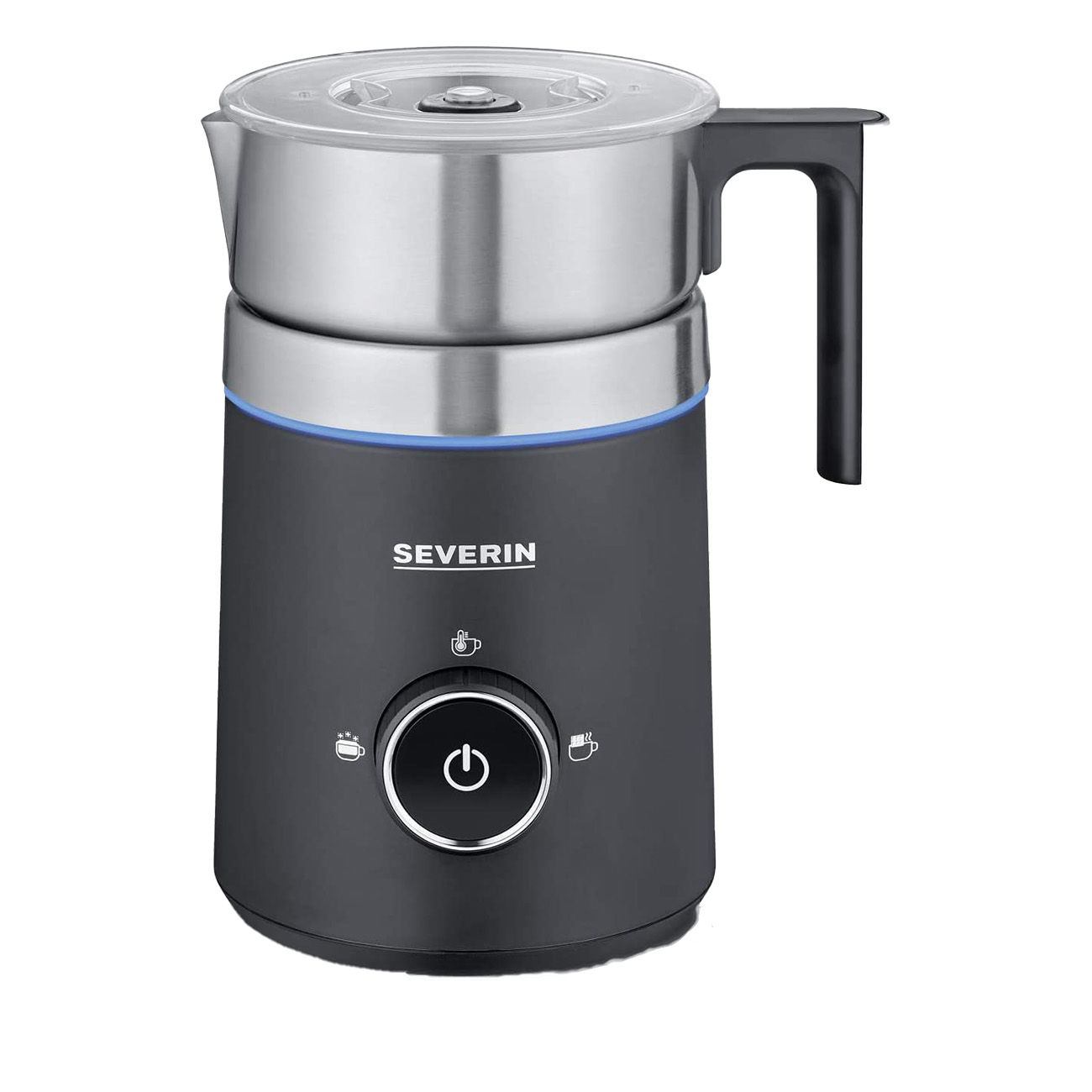 Severin SM 3585 Black / Silver | Milchaufschäumer | Für heißen und kalten Milchschaum | Perfekter Milchschaum und punktgenaues Ausgießen | Barista-Qualität