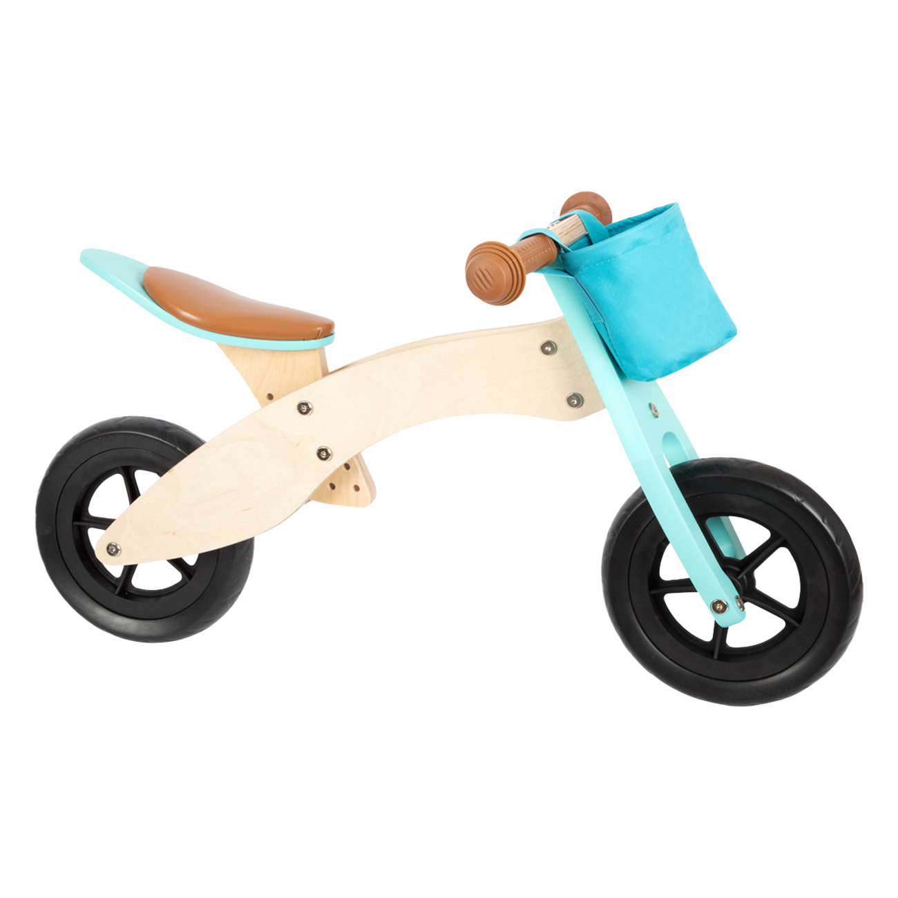 Small Foot Lauf- & Dreirad Maxi 11609 | Türkis | ab 1 Jahr | Holz | Bewegungsspielzeug | 2-in-1 | Sattelhöhe & Sitzabstand dreifach verstellbar