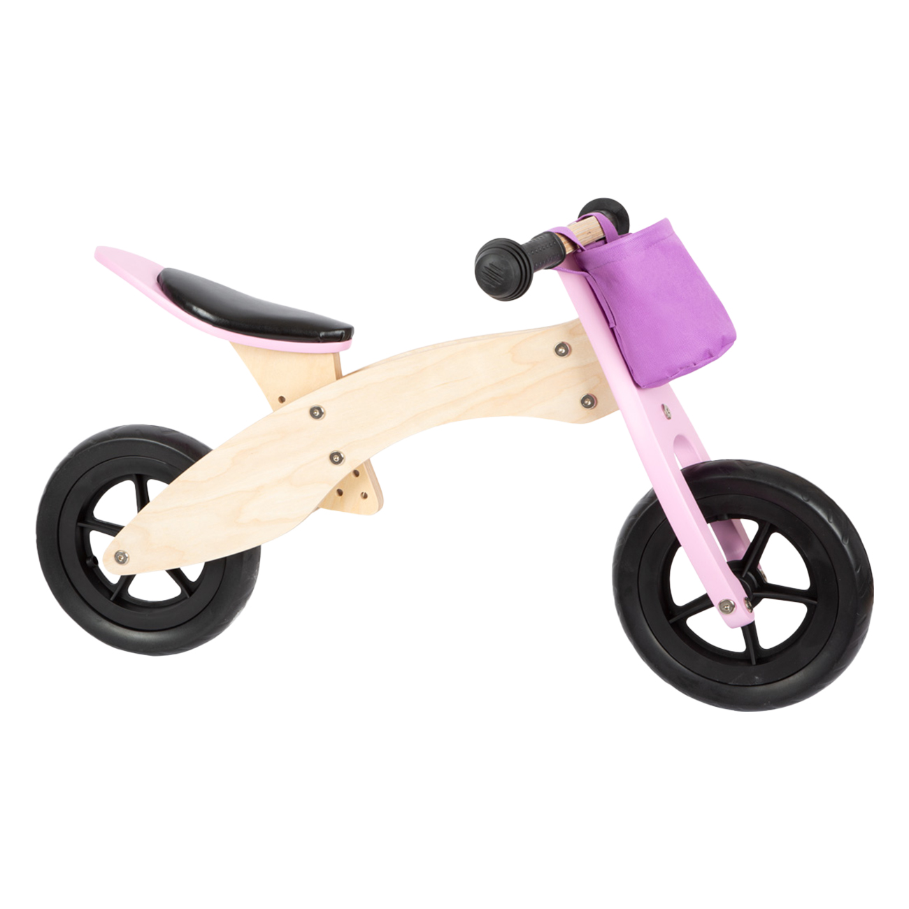 Small Foot Lauf- und Dreirad Maxi rosa | ab 1 Jahr | Holz | verstellbar | Bewegungsspielzeug | 2-in-1 | Sattelhöhe & Sitzabstand dreifach verstellbar