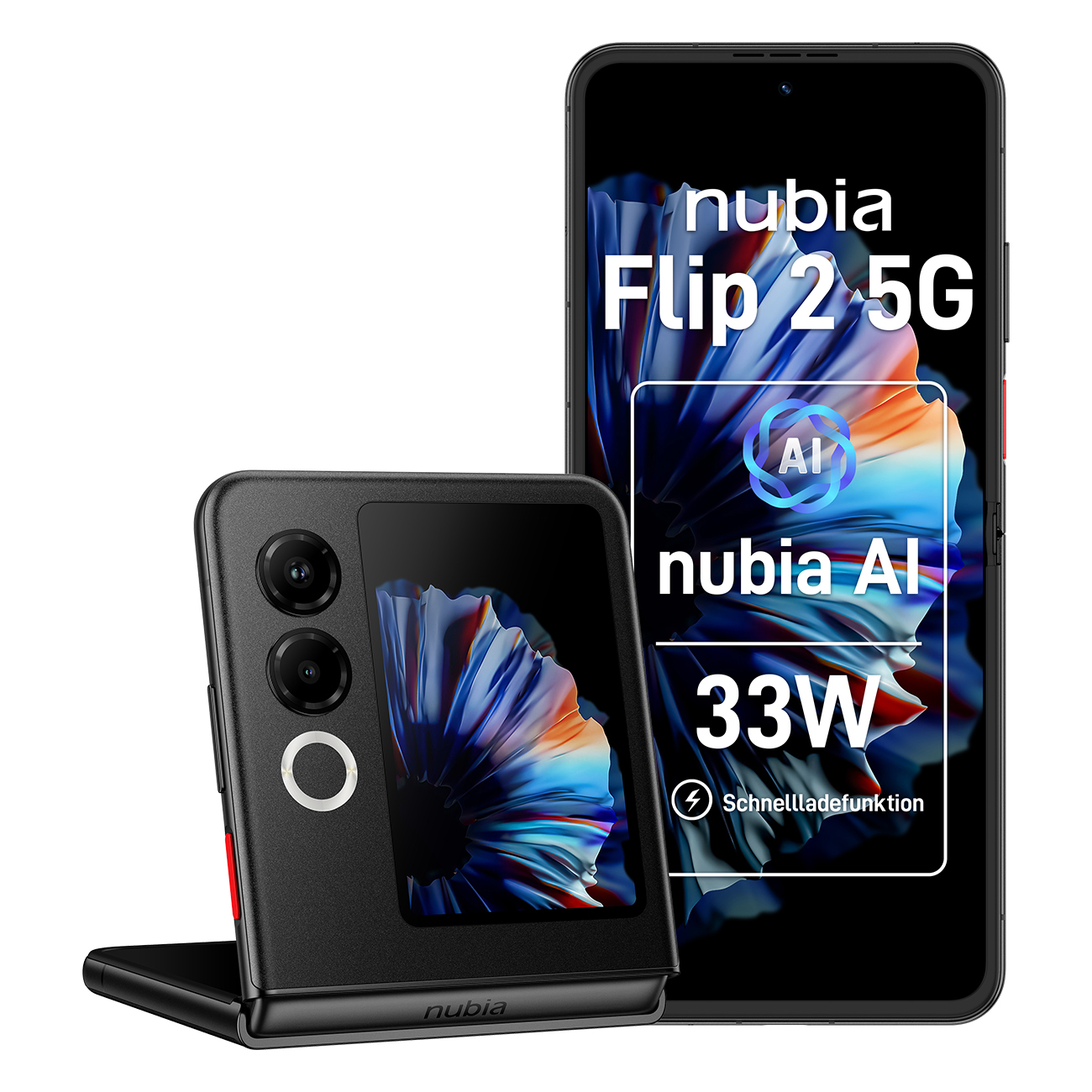 Unisex Schwarz Nubia Smartphone "Flip 2", Energieeffizienz: C (A-G), (Night ), 256 Gb, Mobiltelefone - Image 3