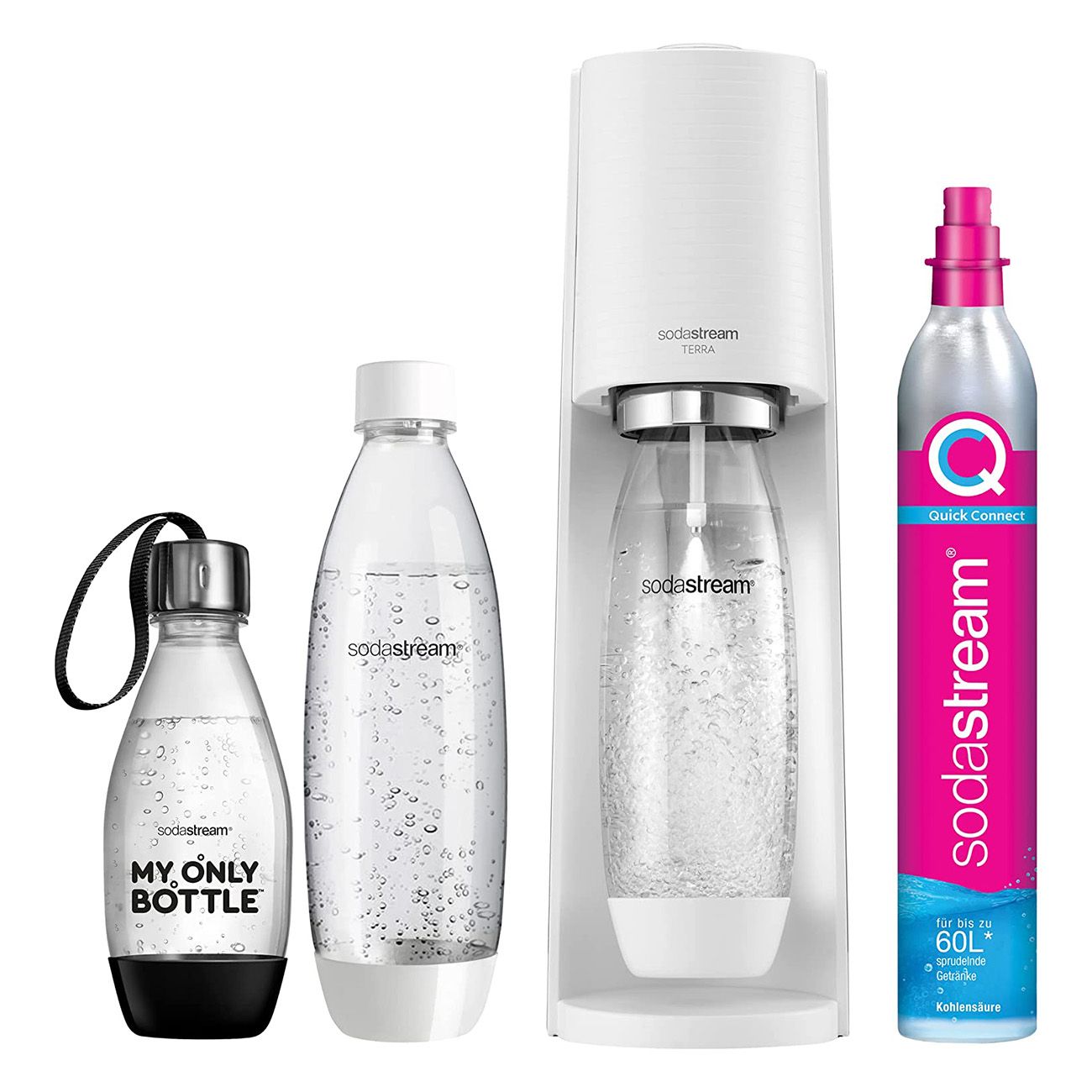 SodaStream Wassersprudler DUO Vorteilspack Titan mit 2 Karaffen & 1  PET-Flasche