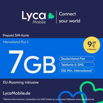 International Plus S Prepaid Smartphone Sim Karte ohne Vertrag